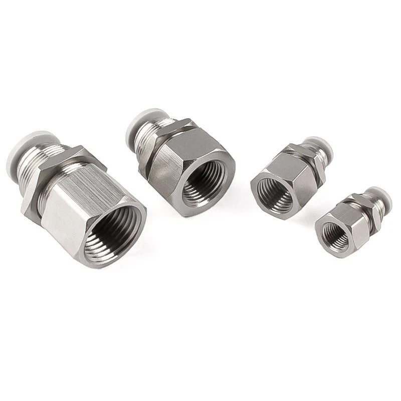 Bulkhead Female Thread Pneumatic Push-In Fittings | 4–12mm Air Hose Tube Connector