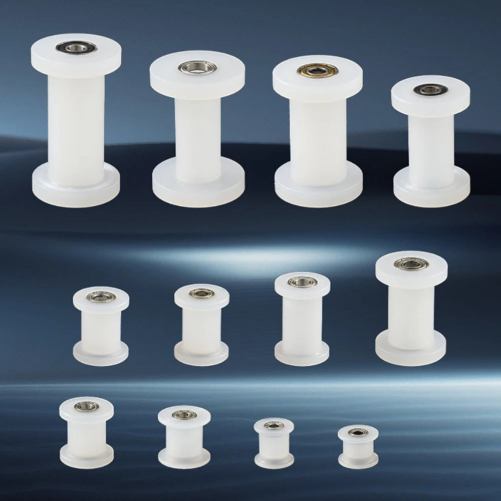 25mm - 55mm Square Flat Nylon Pulley H Idler Wheels, Ball Bearing Nylon Rollers