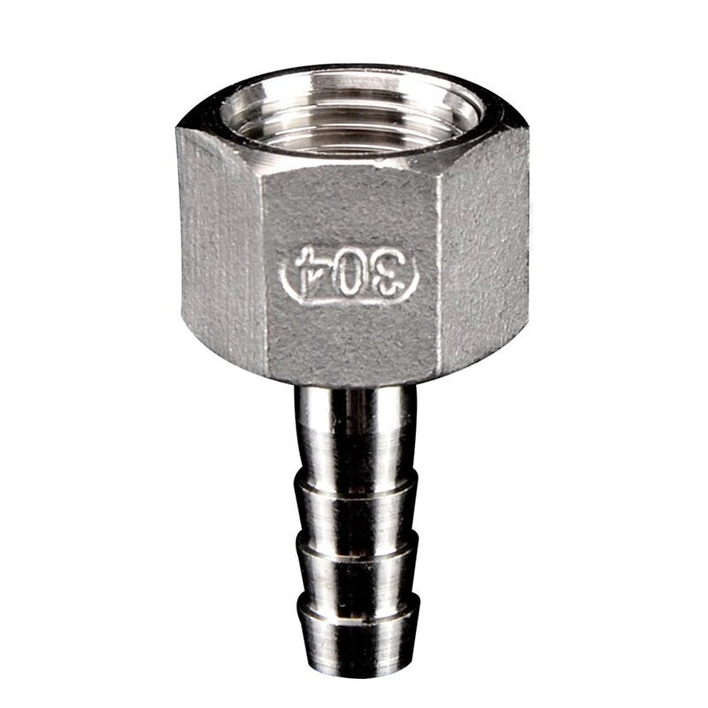 Stainless Steel Female Threaded Hose Barb Fittings — 1/4" to 3/4" NPT