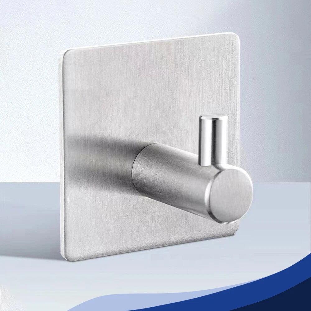 No Drill Self Adhesive Hooks Hanger Stainless Sticky Wall Hook Black/Silver/Gold