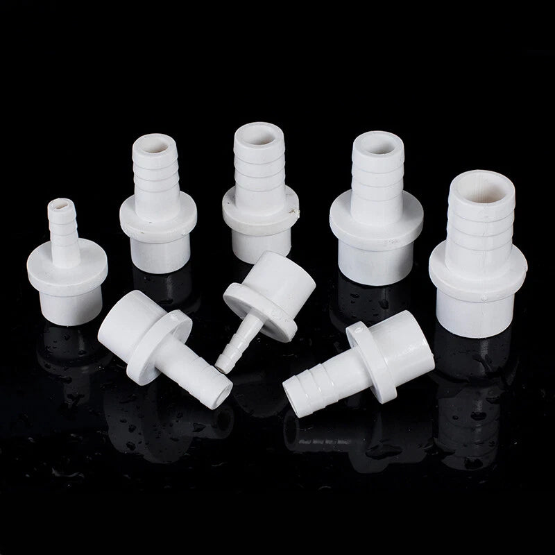5mm - 63mm Hose Nozzle PVC Plastic Pipe Fittings Barb Connectors Sleeve White