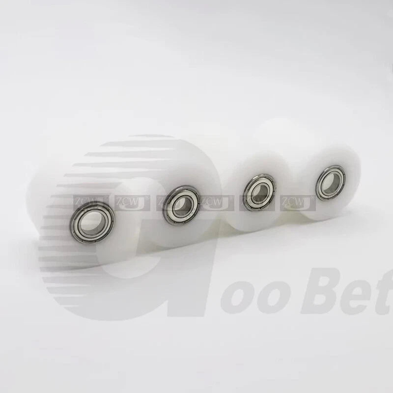 6mm Bore Plastic Roller Wheel Two Ball Bearing Coated PP POM Pulley Guide Wheel