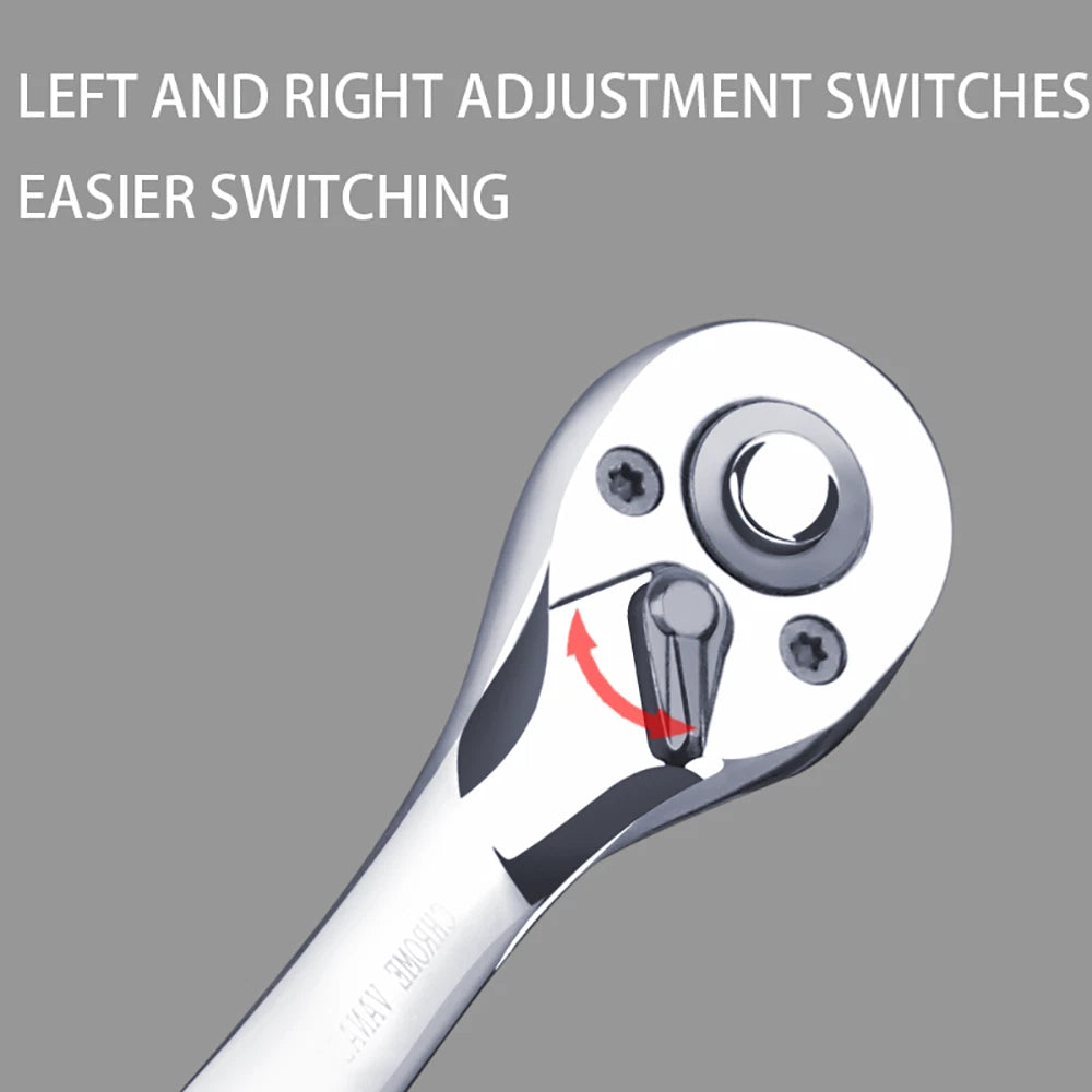 Drive Socket Ratchet Handle Wrench 24/ 72 Teeth Quick-release Reversible Sleeve