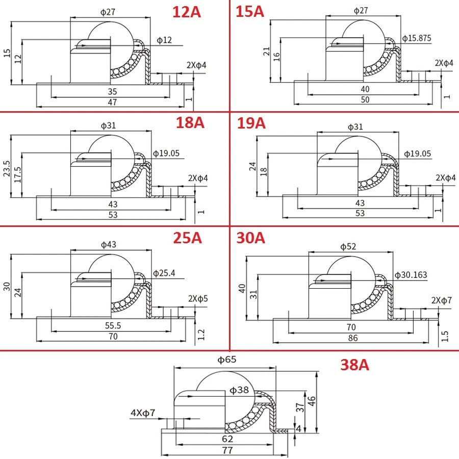 CY-12A/15A/18A/19A/25A/30A/38A Ball Transfer Bearing Unit Conveyor Roller Wheel