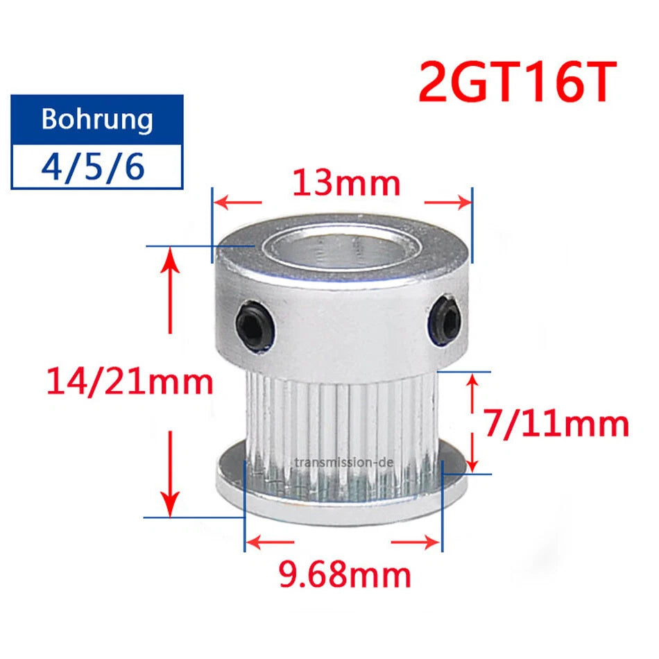 16T - 100T Synchronous Wheel GT2 Timing Belt Pulley for 10 mm width Drive Belts