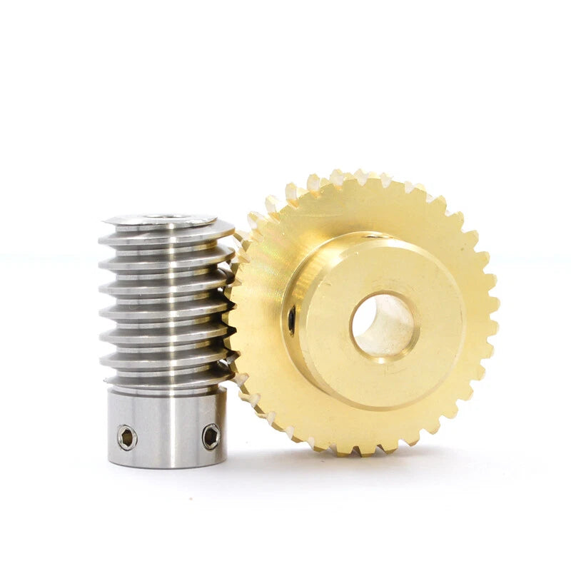 Brass Worm Wheel Gear 0.5/0.8/1/1.5 Module Transmission Gear Worm Rod Gear Shaft