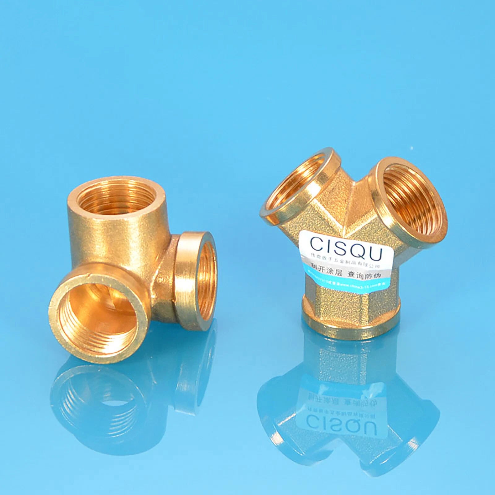 Brass Tee 3-Way BSP Pipe Fitting — Equal & Reducer, 1/2" & 3/4"