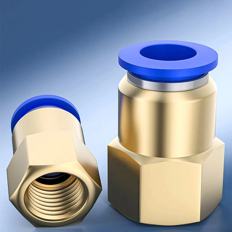 Pneumatic Push In Fitting Female Stud Straight Air Hose Inline Connector Line
