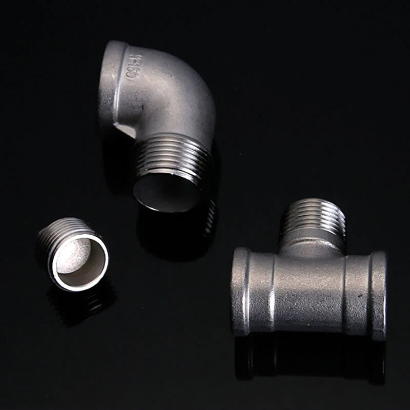 BSP 304 Stainless Steel Pipe Fittings — Elbow, Tee, Nipple, Cross, Bush, Cap (1/2" & 3/4")