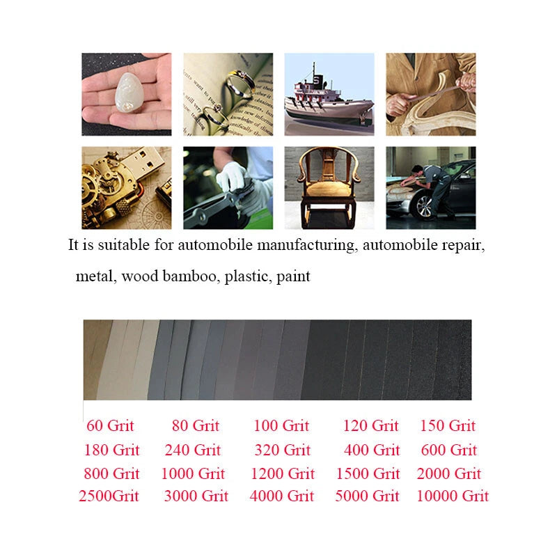 A4 Silicon Carbide Wet & Dry Sandpaper — P60 to P10000 Grit 230x280mm Sheets for Wood Metal Auto