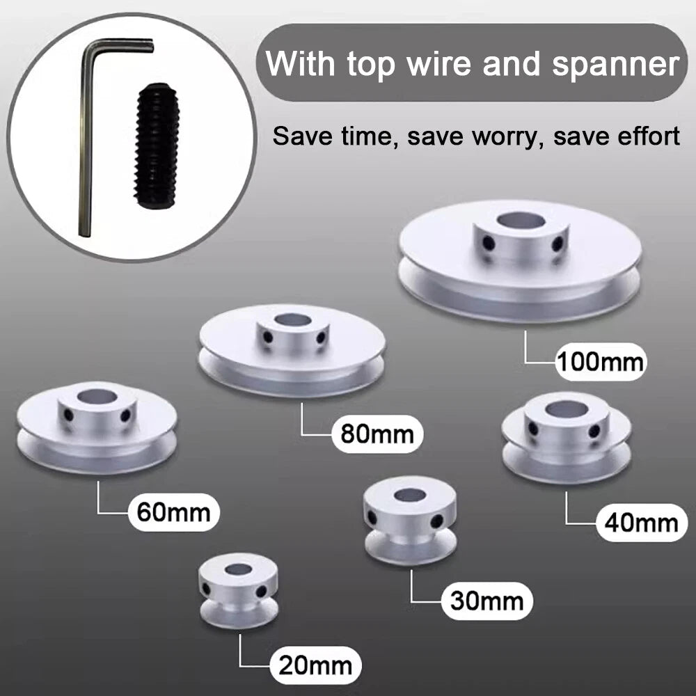 Alu U Pulley OD 20 30 40 50 60 80mm Single Groove Fixed Pulley for PU Round Belt