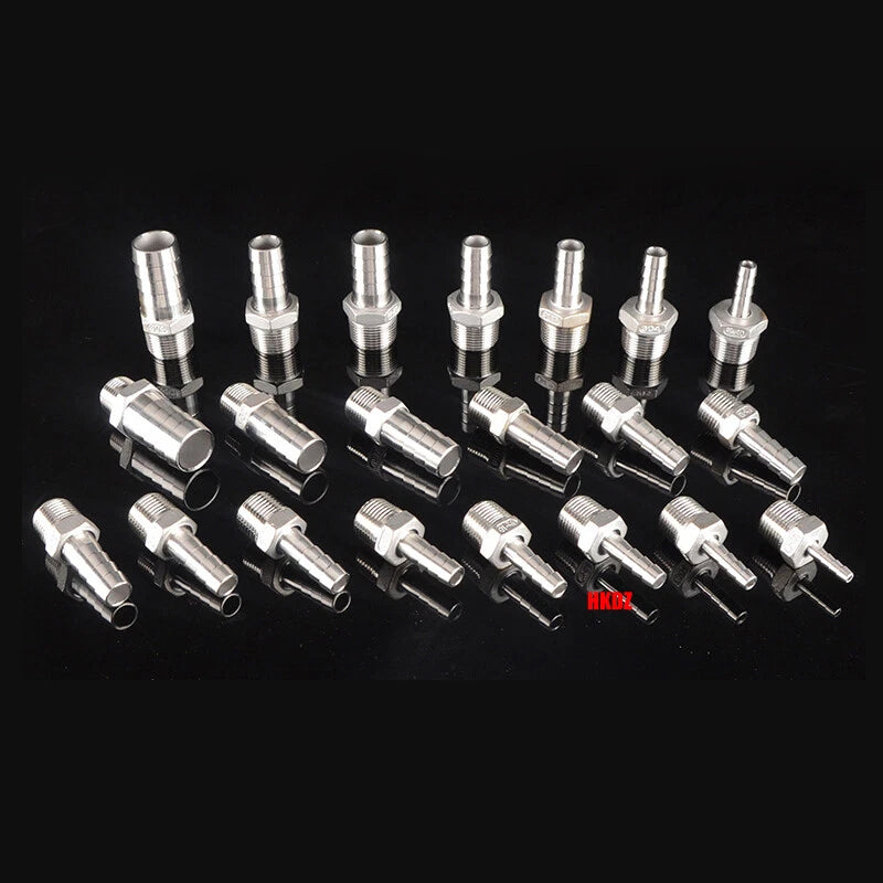 Stainless Steel 304 Barb Hose Tail Connector – 1/2" & 3/4" BSP Male Thread Hose Fittings