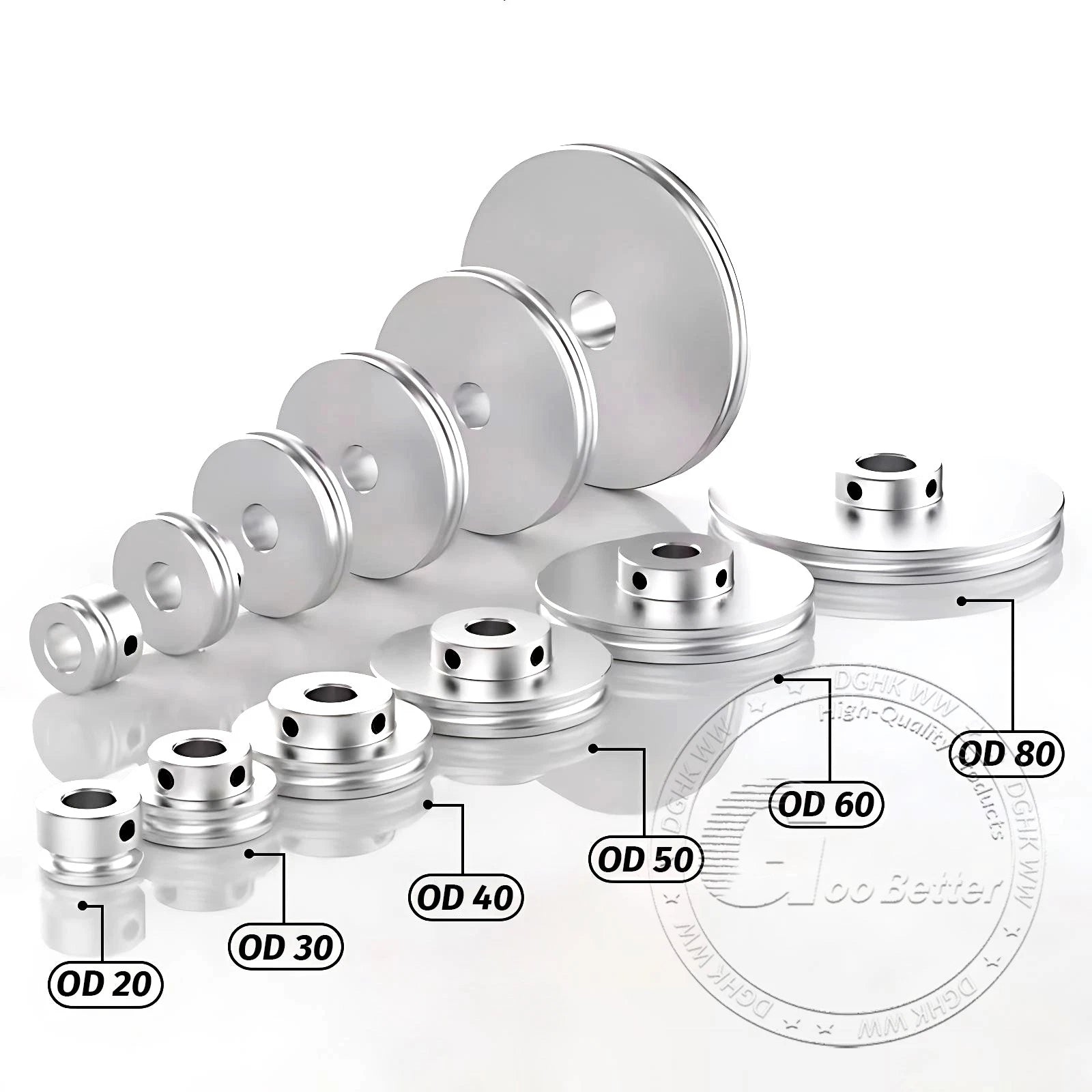 V Grooved Pulley Aluminum Round Belt Pulleys For 4mm Width Belt OD 20/30/40/50mm