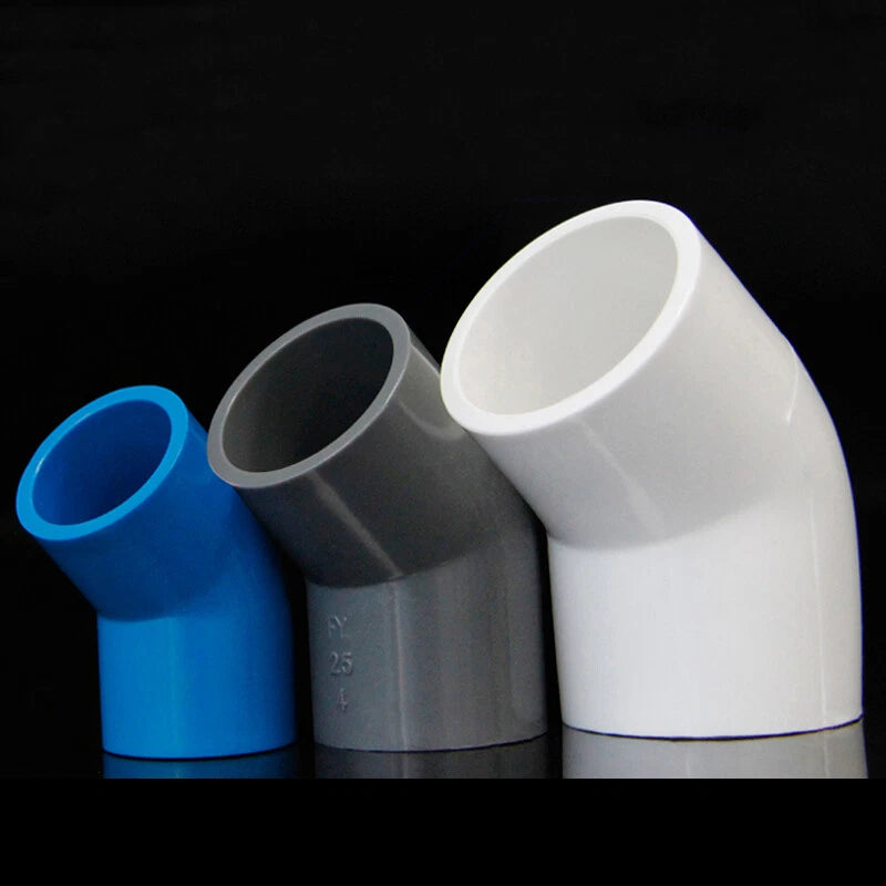PVC Water Supply Pipe Fittings 45° Elbow Connector 20mm to 160mm White Blue Grey