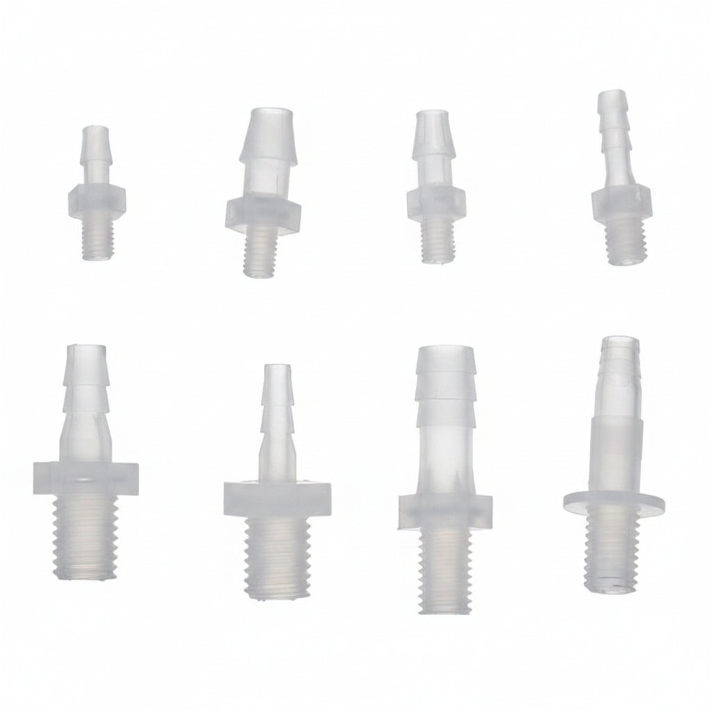 Plastic Straight Barbed Joiner Male Thread Hose Pipe Connector Water Fish Tank
