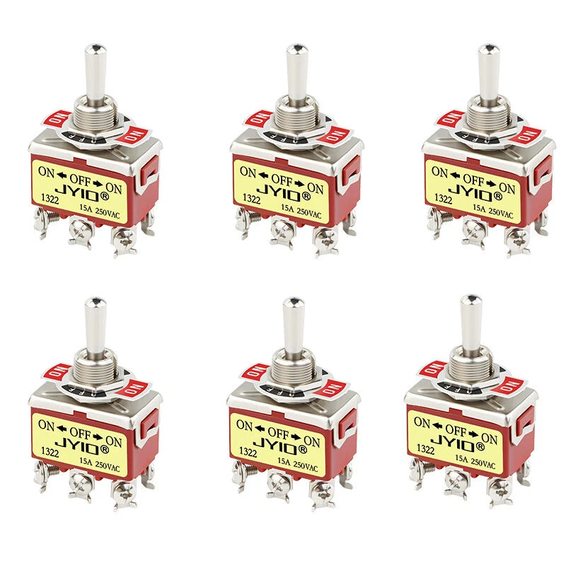 DPDT Toggle Switch On-Off-On 3 Position 6 Pin 15A 250VAC – E-TEN 1322