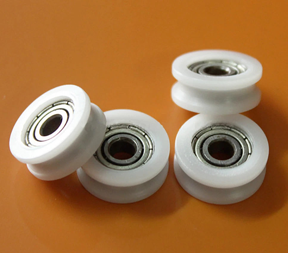 U Type Deep Groove Pulley Ball Nylon Plastic Embedded 604ZZ Bearing 4x15x6mm