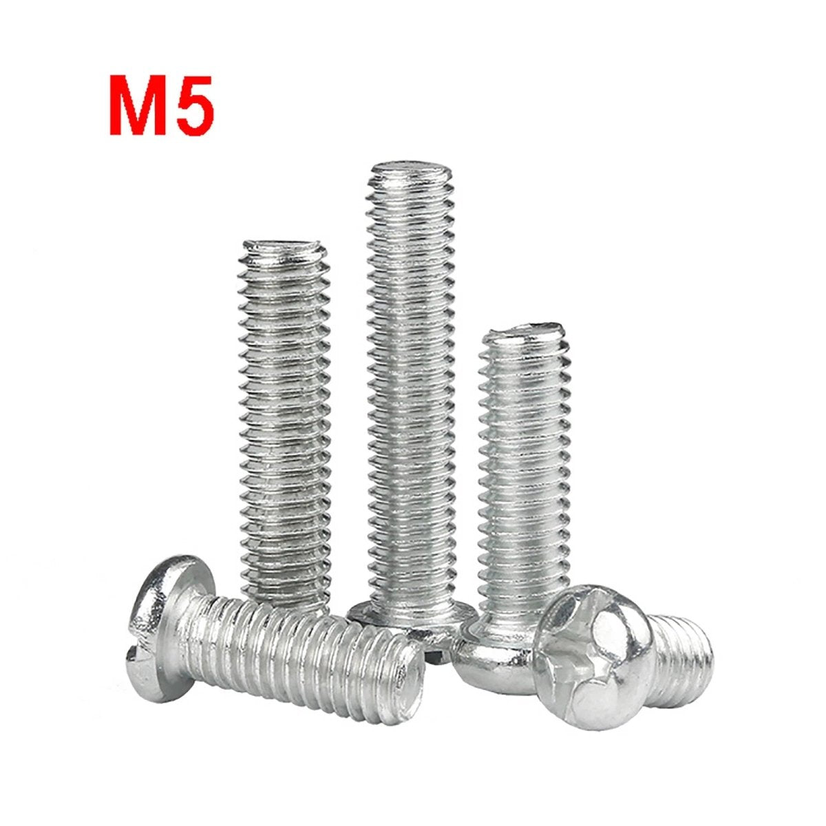 M5 Phillips Pan Head Machine Screws | White Zinc - Plated Steel, 6mm–30mm - HomeDIYer