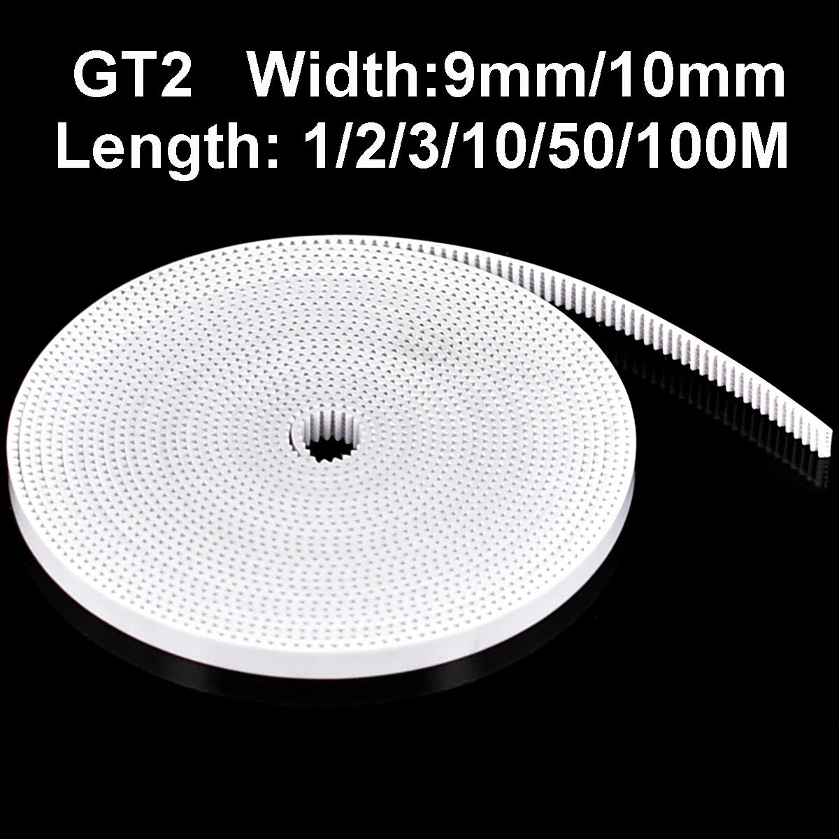 GT2 Open Timing Belt — PU Polyurethane, 2mm Pitch, 9mm & 10mm Wide, Cut to Length