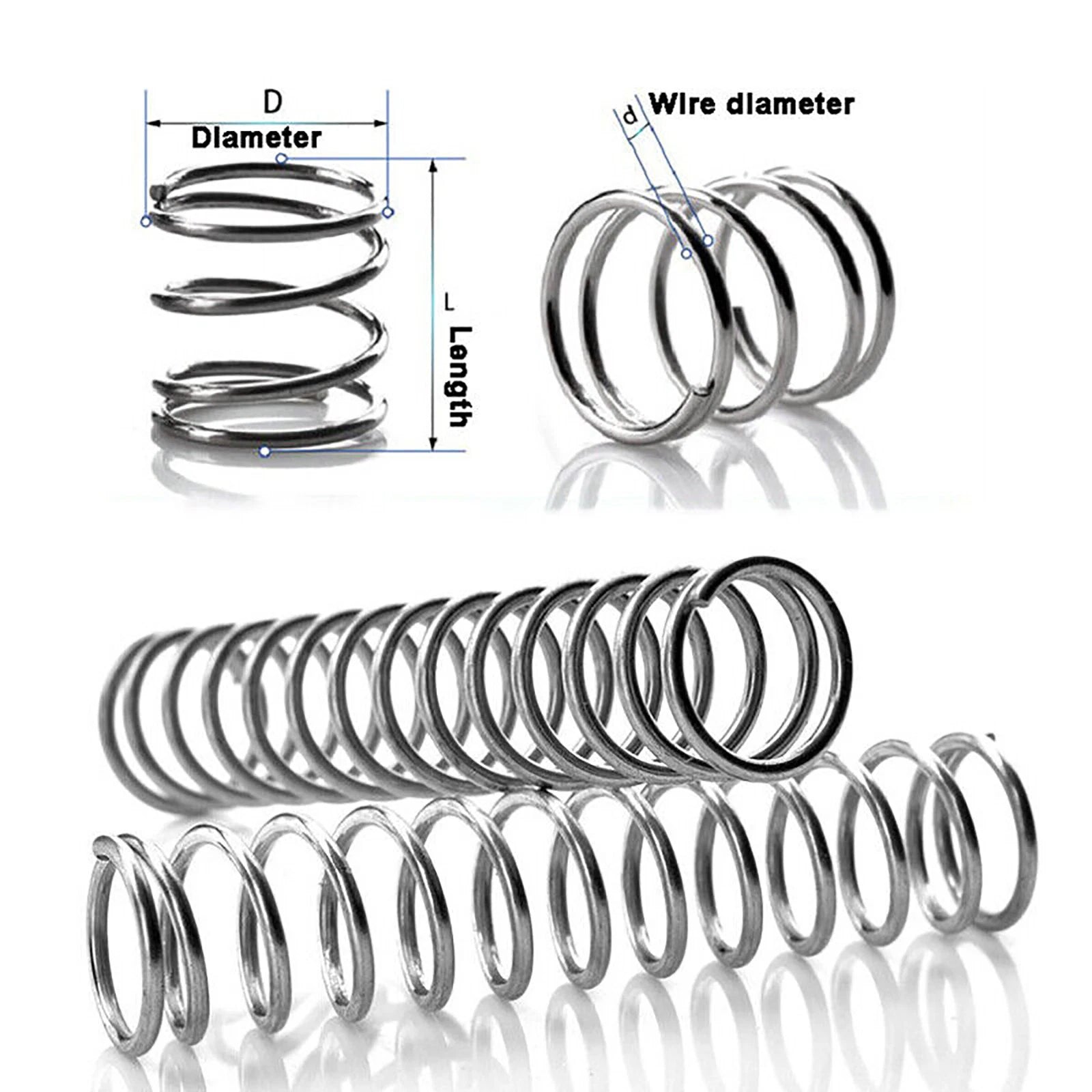 Wire Dia 1.2mm Compression Spring 5-16mm Diameter&10-100mm Length Pressure Small