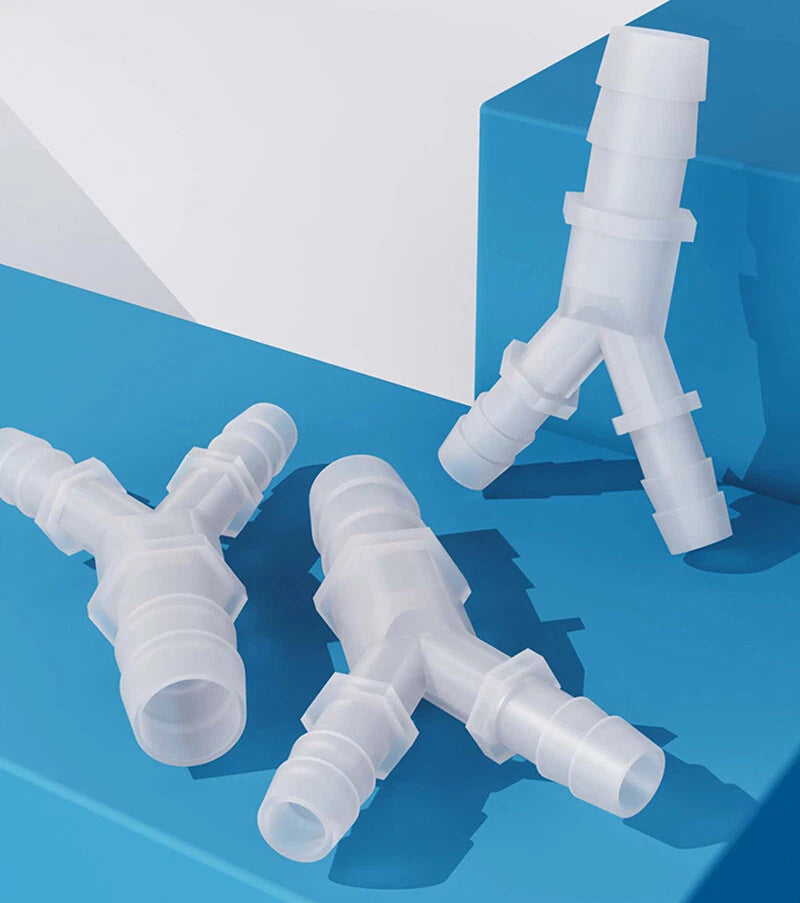 Y-Shape 3-Way Hose Connector — Barbed Fitting for Flexible Tubing