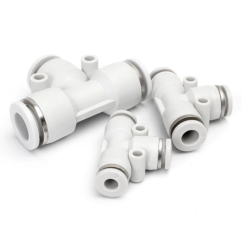 White Pneumatic Push Fit Connector Tube Pipe Joiner Air Water Lines Hose 4-16mm