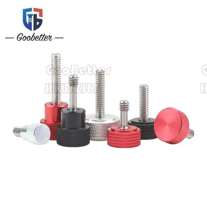 1/4" Knurled Thumb Nut with Collar – High - Profile Aluminum Alloy & Stainless, Red Black Silver - HomeDIYer