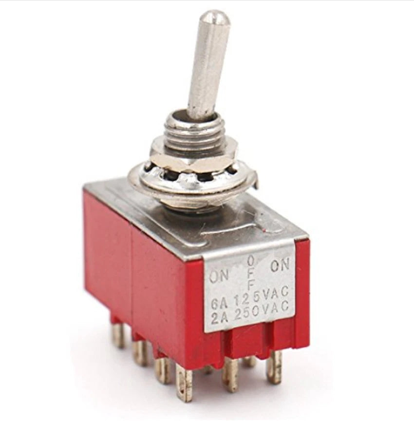 MTS-402 MTS-403 4PDT Mini Toggle Switch — ON-ON & ON-OFF-ON, 12-Pin, 6mm