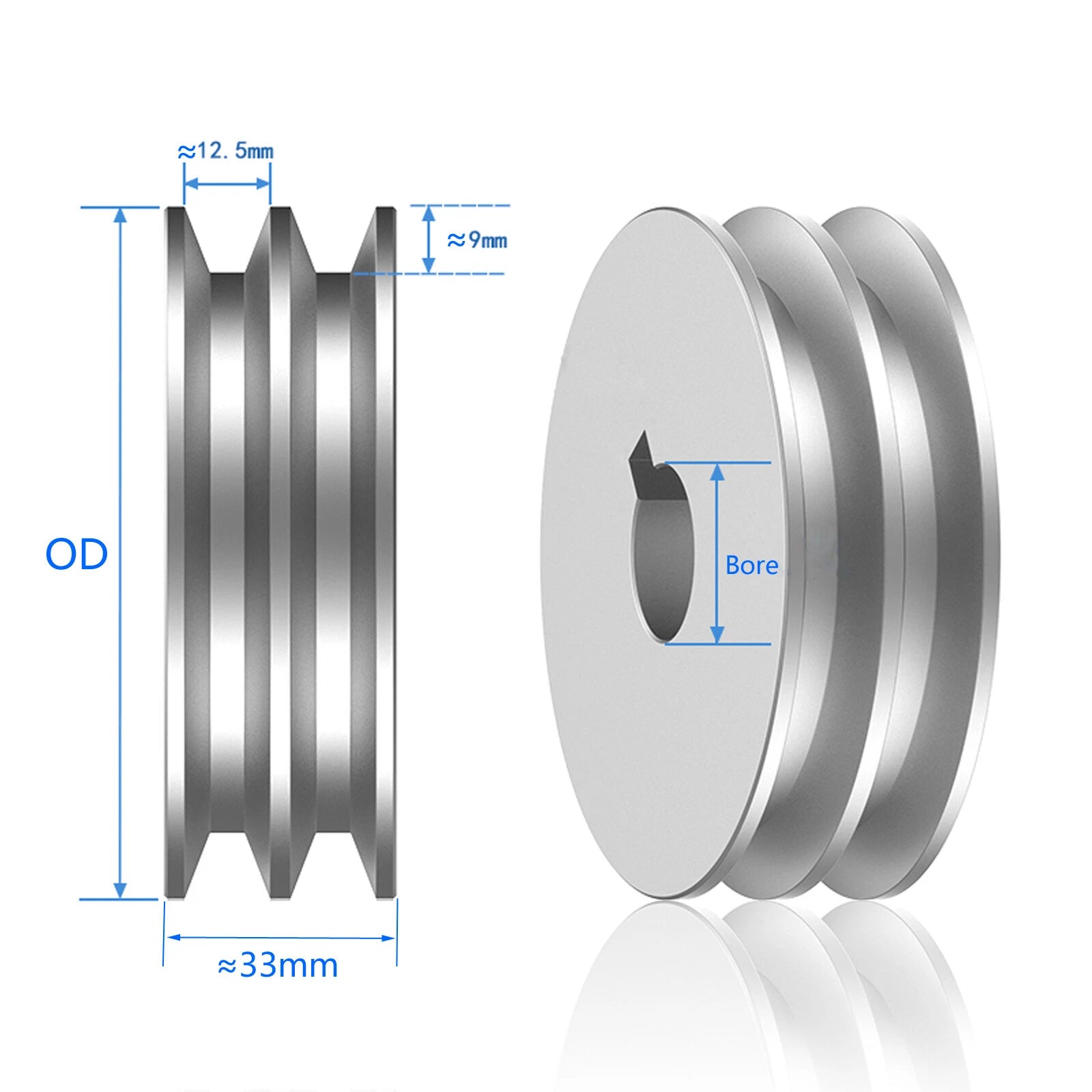 Iron Casting Double V-Groove Drive Pulley For A-Section V-Belt Pulley Ø 60-100mm