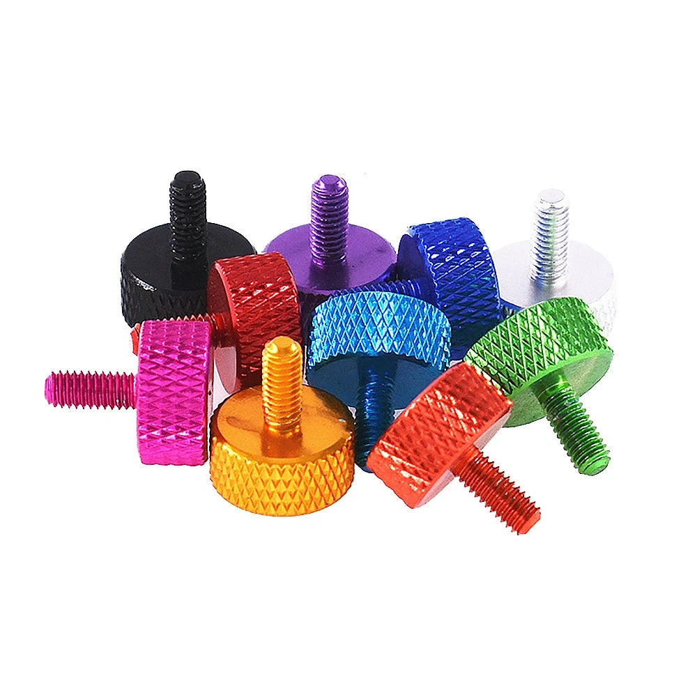M3.5×8mm Aluminium Knurled Thumb Screws — Flat Head Hand-Grip Bolts for PC Case & Panels