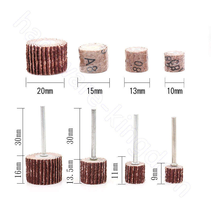 Flap Wheel Sandpaper 80-600 Grit with 3mm Mandrel | 10-20mm Sanding Wheel for Die Grinder & Rotary Tool