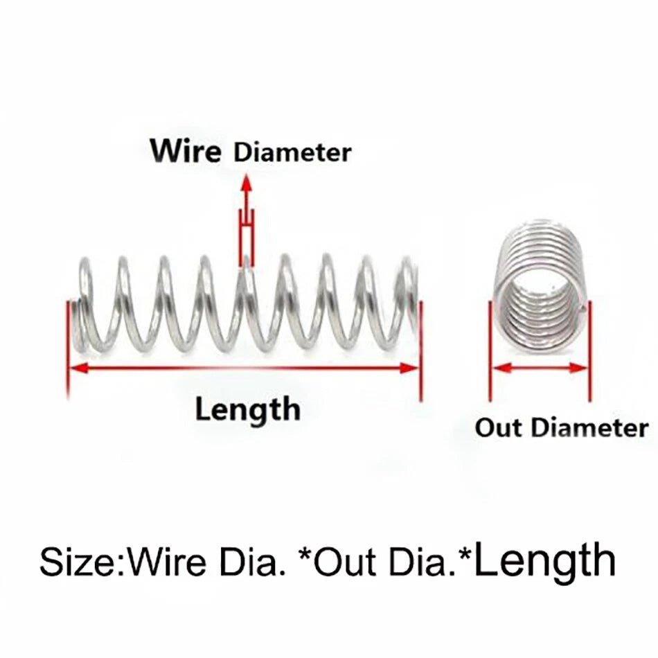 10pcs Spring Compression Springs Steel Wire Diameter 0.6mm 0.7mm Length 5-50mm