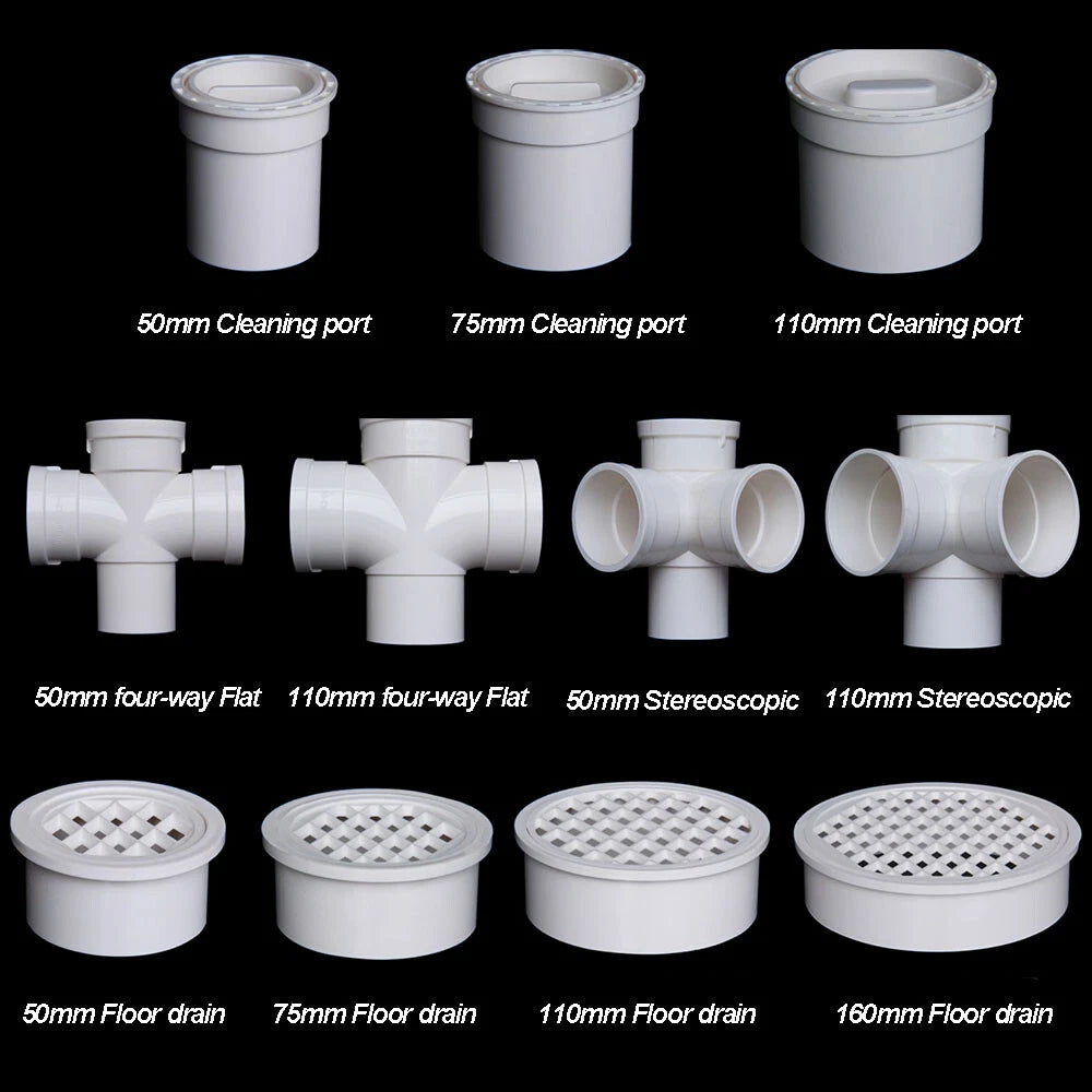 PVC Drain Pipe Fittings 45° 90°Reducer Elbow , Straight , Floor drain 50mm-160mm