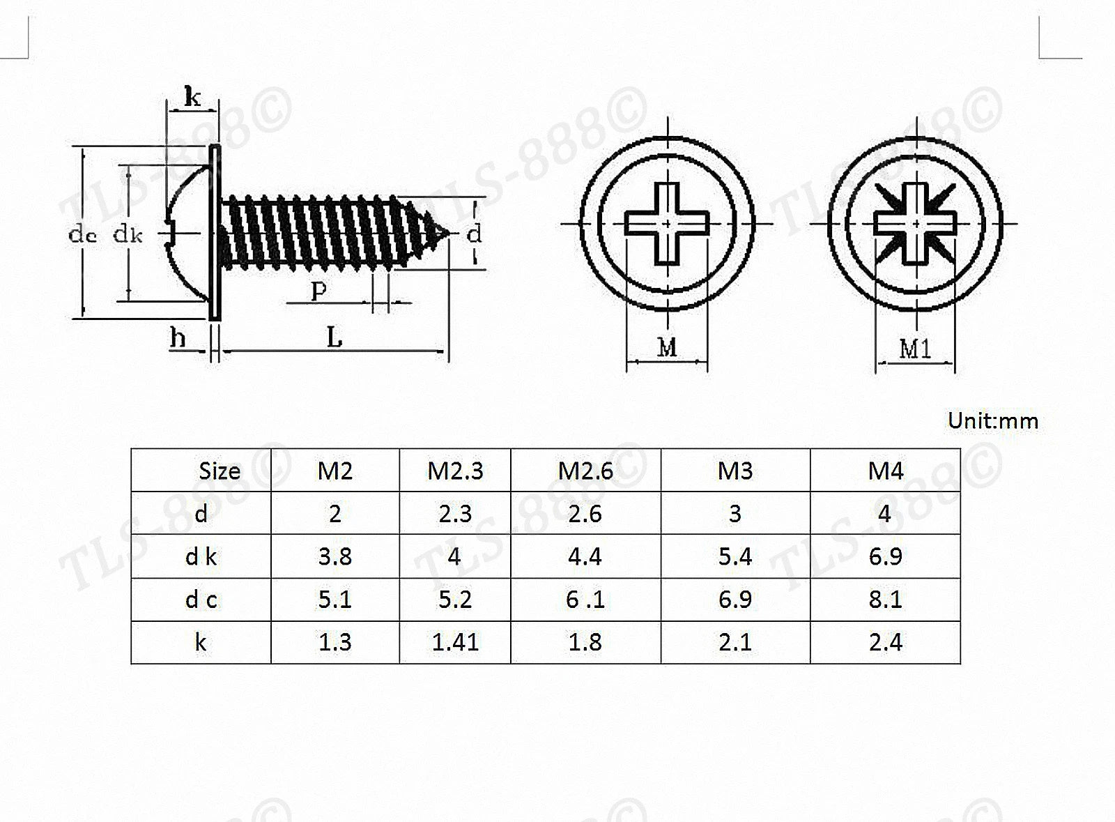 Phillips Modified Truss Head Self Tapping Screws – M1.2 to M4, Nickel Plated