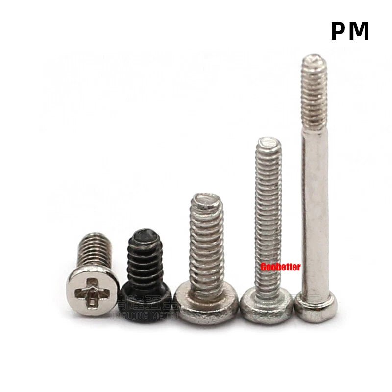 Phillips Pan Head Machine Screws M0.8 M1 M1.2 M1.4 M1.6 M1.7 — Cross Round Head Bolts, Multiple Coatings - HomeDIYer