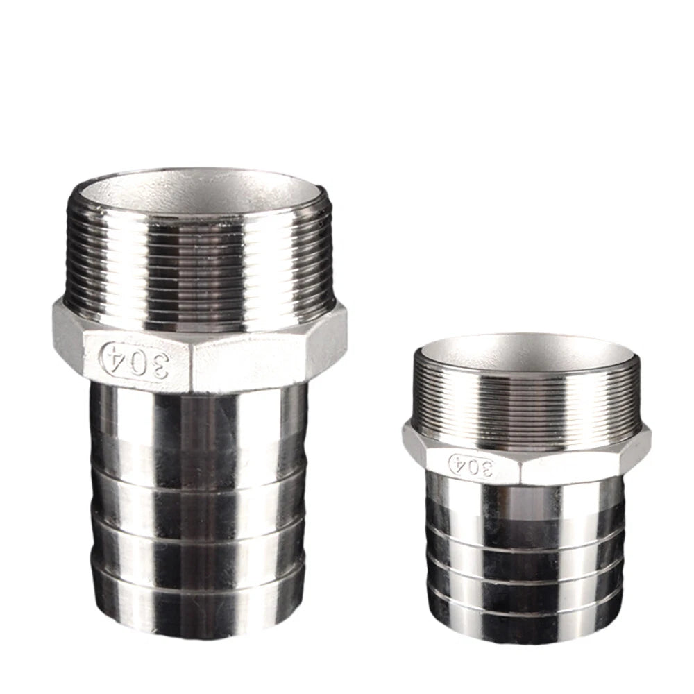 Stainless Steel BSP Male Thread x Barb Hose Tail Connector | 1/8" to 4"