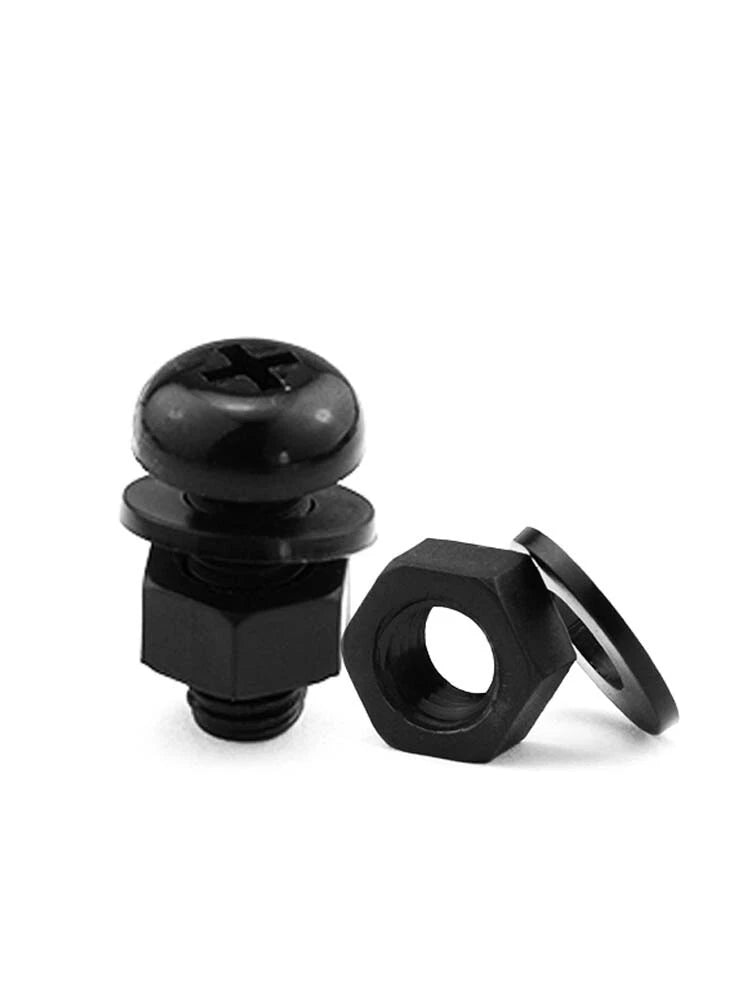 Black Nylon Phillips Machine Screws with Nuts & Washers — Metric M2 to M8 - HomeDIYer