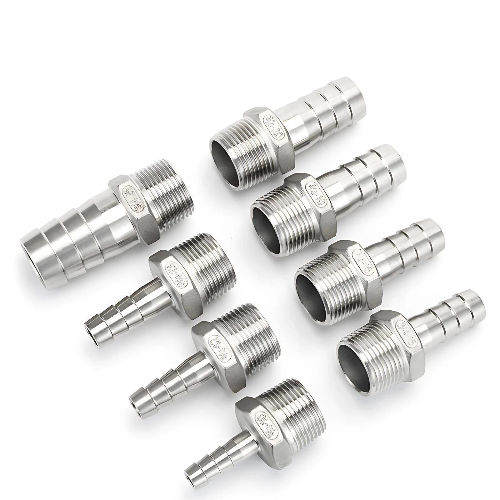 BSP Male Taper Thread x Hose Tail Adapter Fittings — Stainless Steel 304