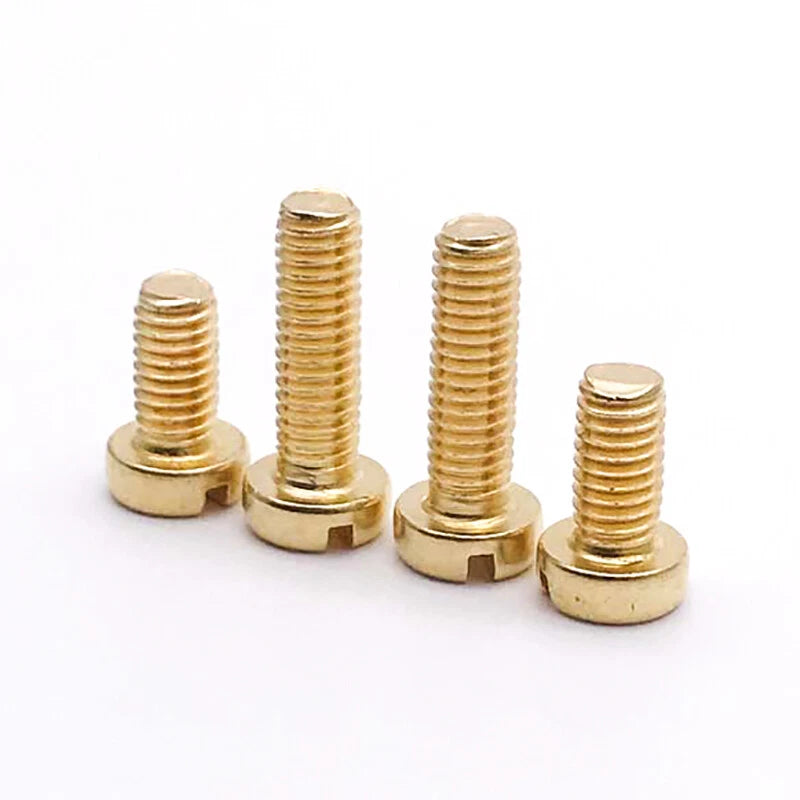 Brass Slotted Cheese Head Machine Screws M2 — Non-Magnetic Flat-Drive Micro Screws 8mm & 12mm, Pack of 50