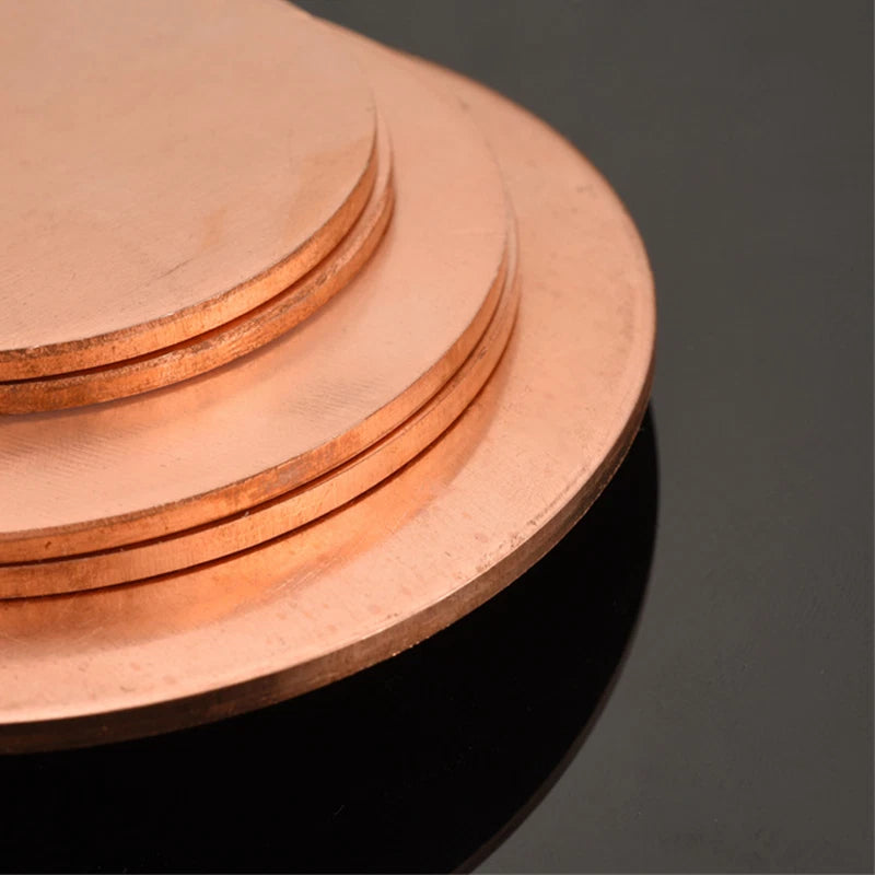 T2 Pure Copper Metal Round Sheet Disc Plate Dia:60/80/100/150/200mm Thk:0.5-5mm