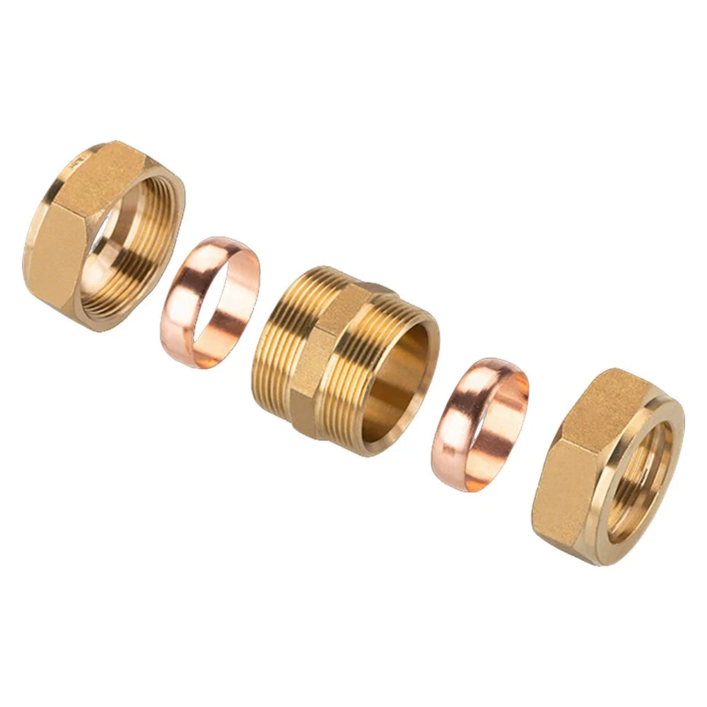 Brass Compression Double Ferrule Straight Connector for Copper Tube