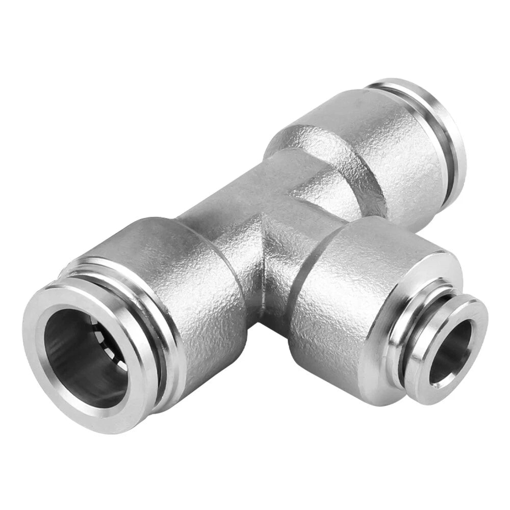 Stainless Steel Push-In Reducer Tee Fitting | Pneumatic Push Fit Connector
