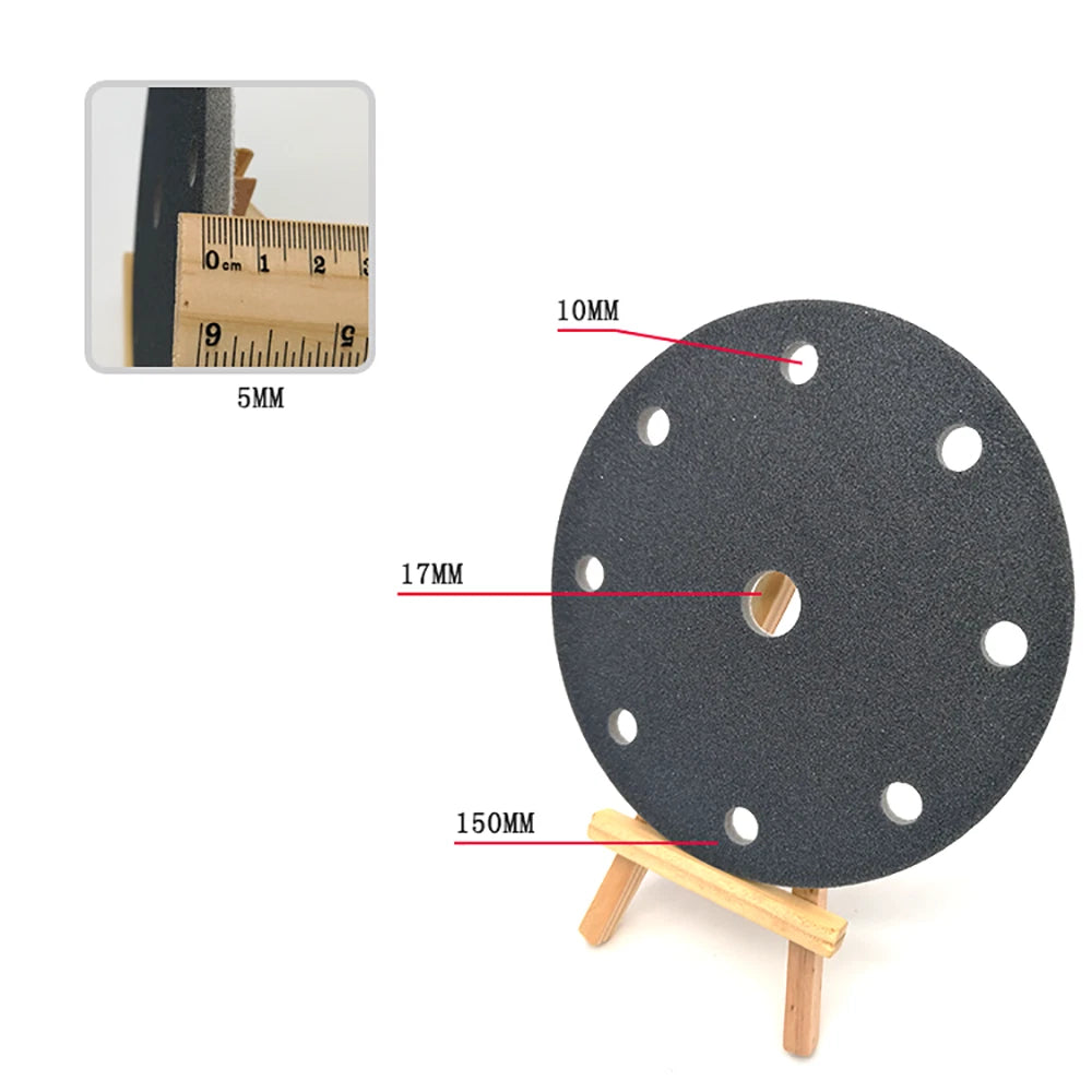 6 Inch(150mm)Hook & Loop Sponge Sandpaper 9 Hole Sanding Discs 300 - 3000 Grit