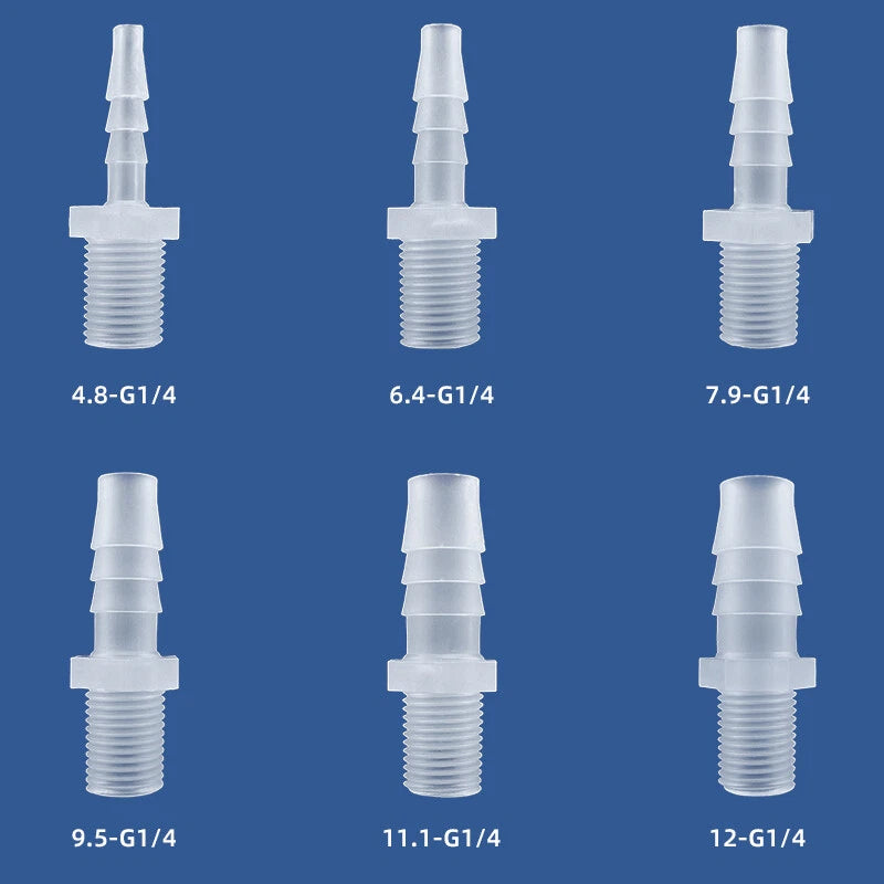 Plastic Barbed Hose Fitting with Male Thread — Straight Connector for Air, Fuel & Water