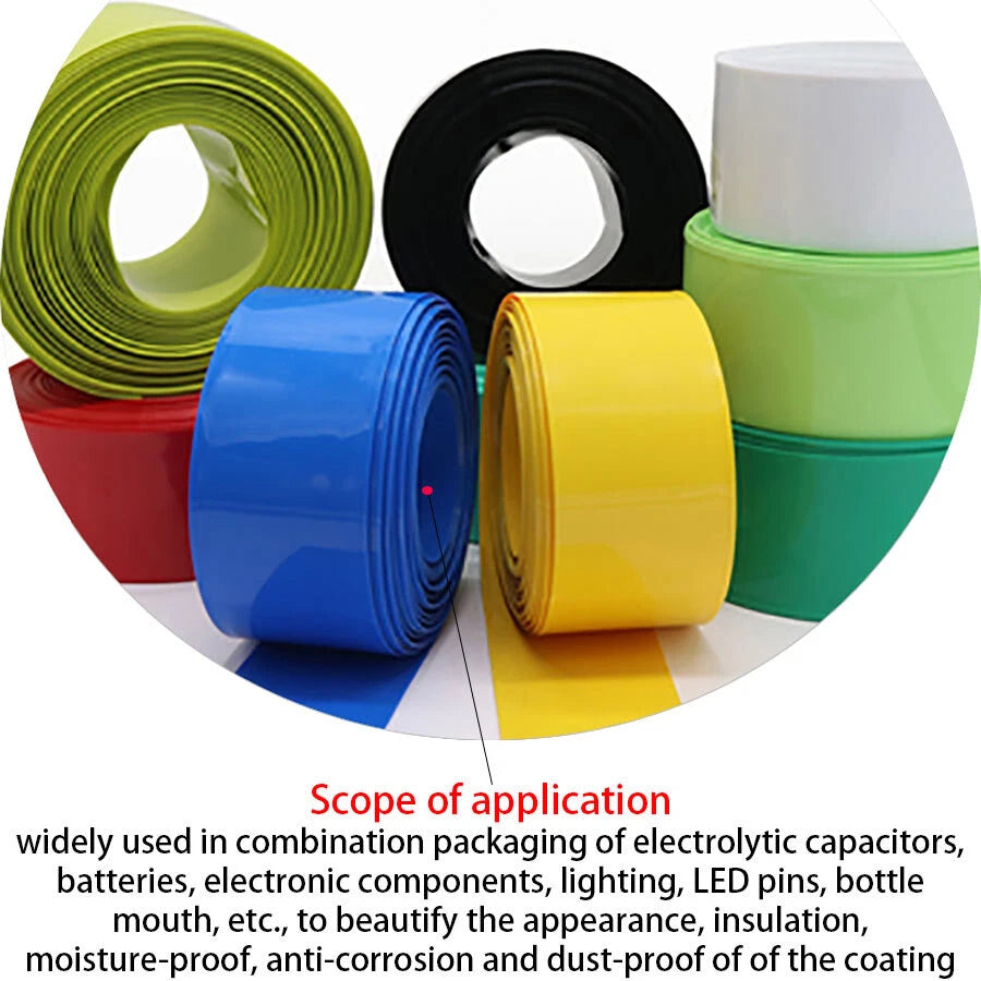 PVC Heat Shrink Tubing – Flat Width 40–55mm, Multiple Colors, 1–100M Rolls