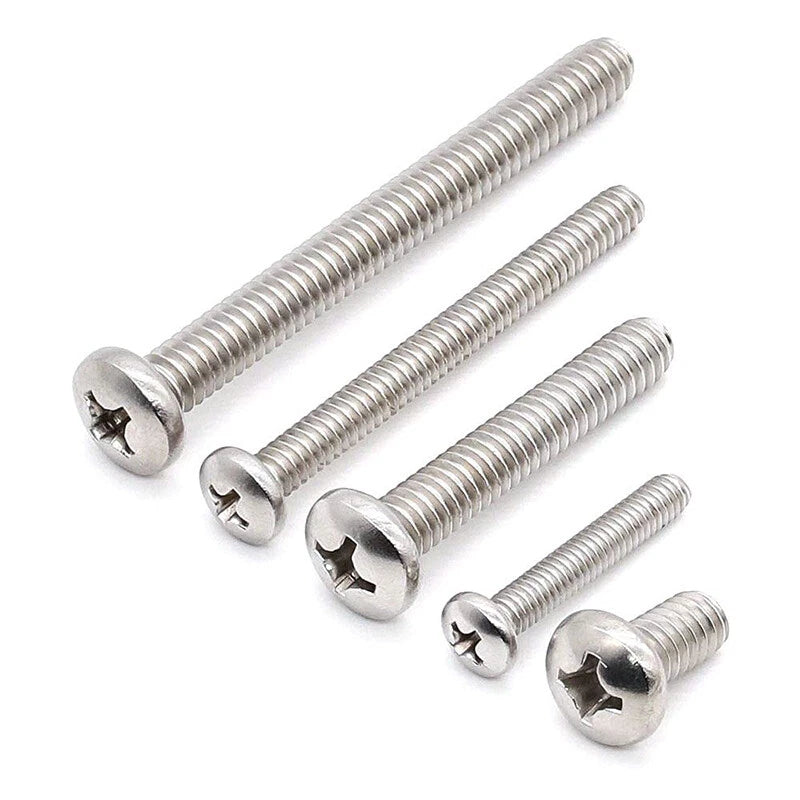 M6 M8 Phillips Pan Head Machine Screws – A4 316 Stainless Steel, Fully Threaded (Length Under Head)
