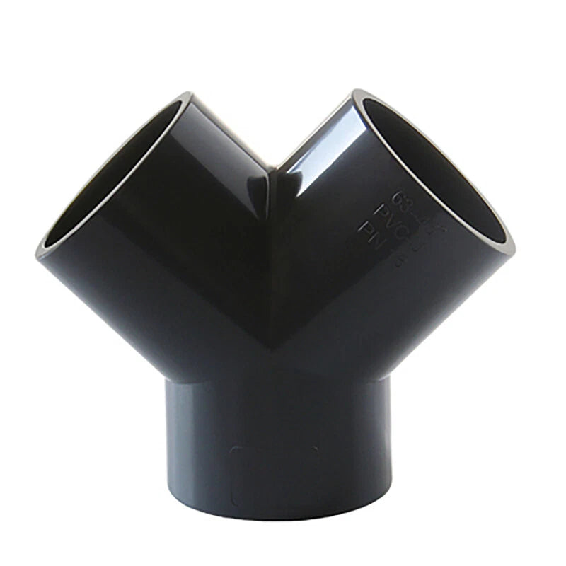 PVC Pipe Fittings Y-Shape Wye Connector Adapter Solvent Weld ID 20mm - 63mm Grey
