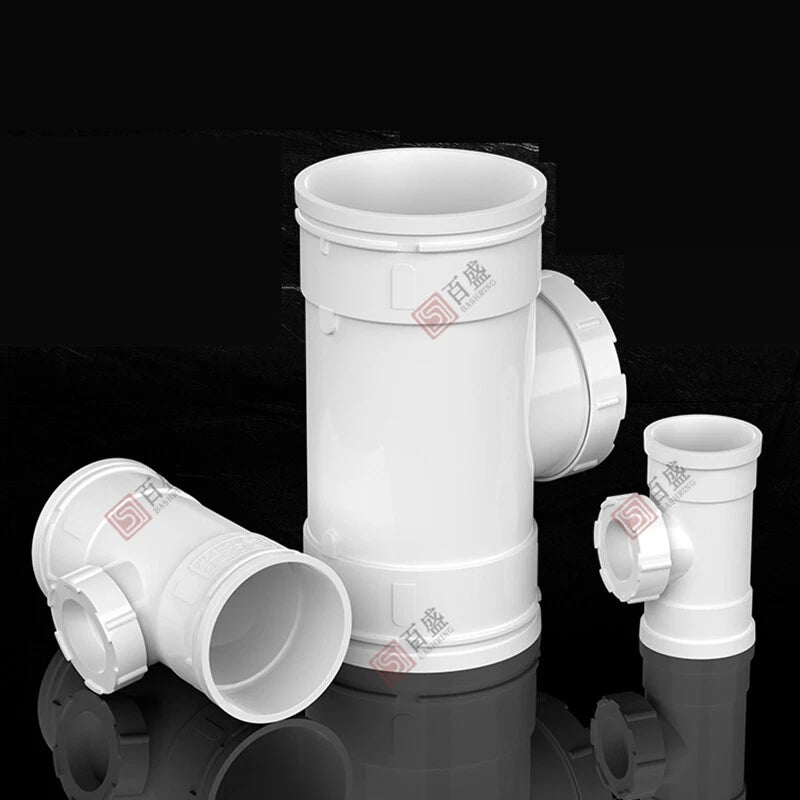 PVC Tee Drain Pipe Connector With Inspection Port Fittings Adapters 50mm-200mm
