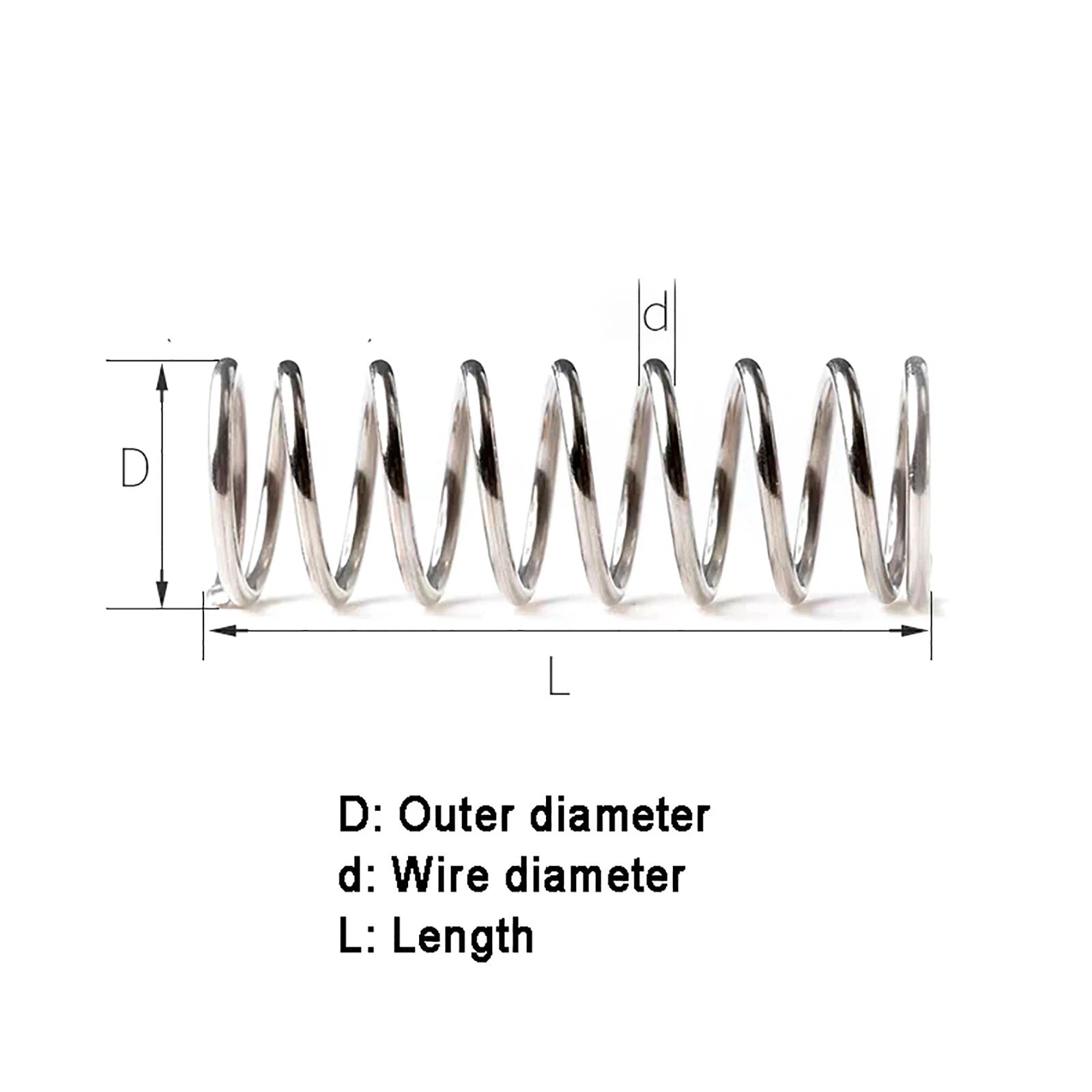 Stainless Steel Compression Springs Spring Ø1.6mm wire, OD Ø10-25mm, L= 10-200mm