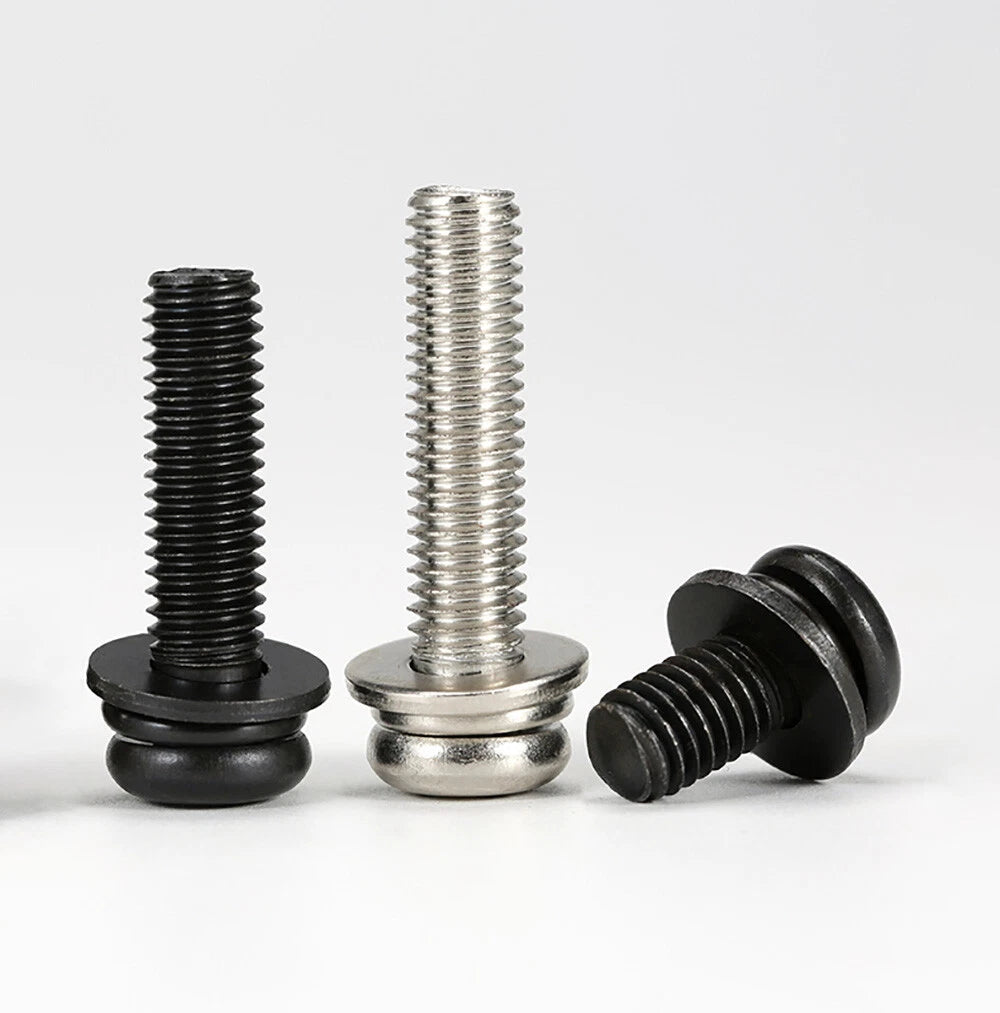 M5–M8 Phillips Pan Head Screws with Flat Washer – Nickel Plated or Black Zinc, Carbon Steel